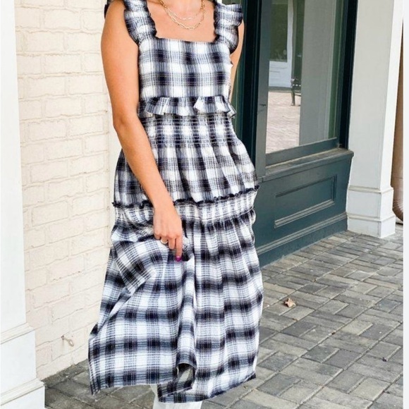 NWT BB Dakota Plaid Sleeveless Maxi Dress Size S - Picture 10 of 16